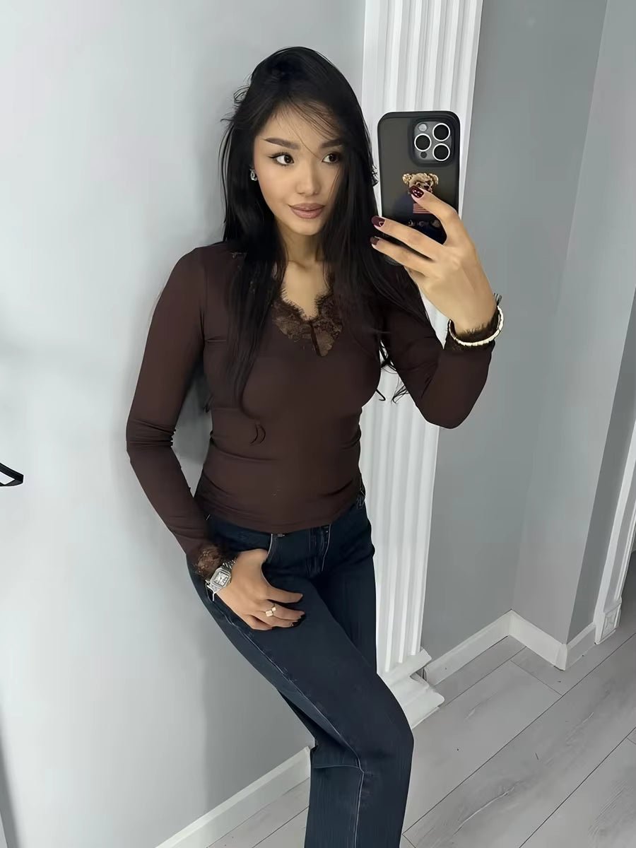Sarah Lace V-Neck Casual Top