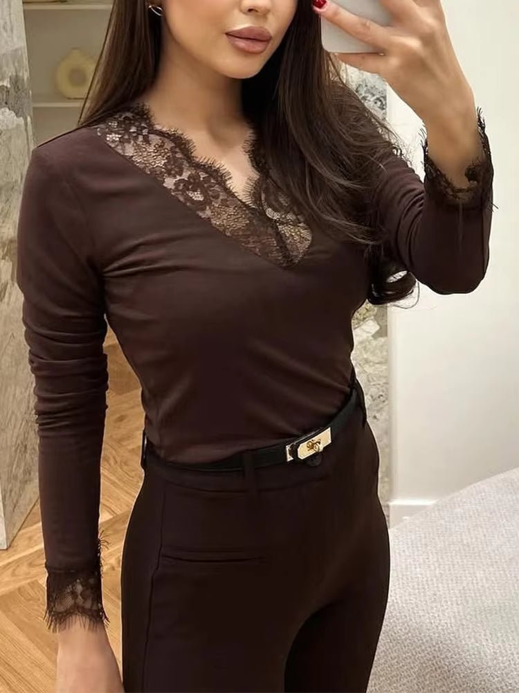Sarah Lace V-Neck Casual Top
