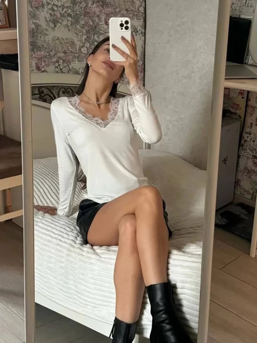 Sarah Lace V-Neck Casual Top