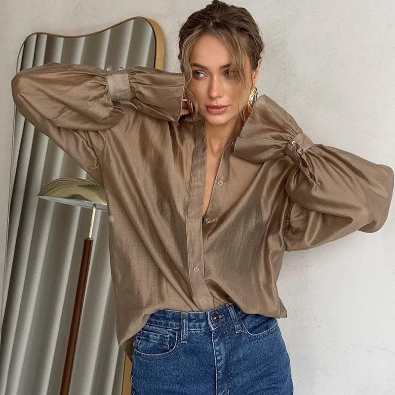 Vivienne langermet transparent bluse