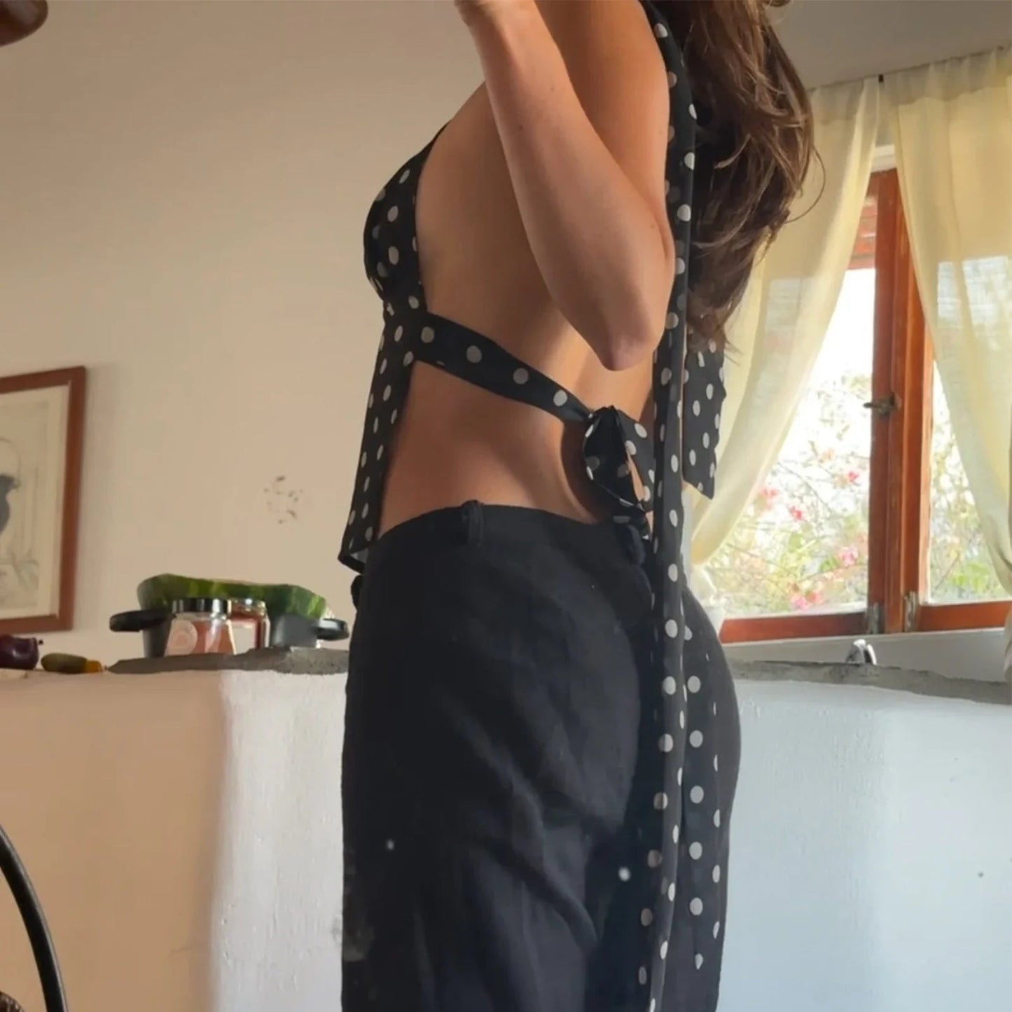 Mandy Polka Dot Backless Cami Top
