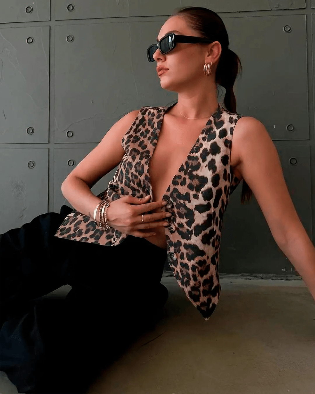 Monica Leopardmønstret Vest