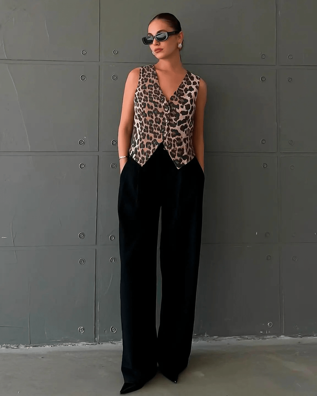 Monica Leopardmønstret Vest