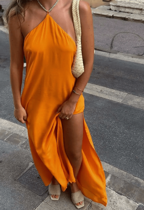 Leah paljett halter maxi-kjole