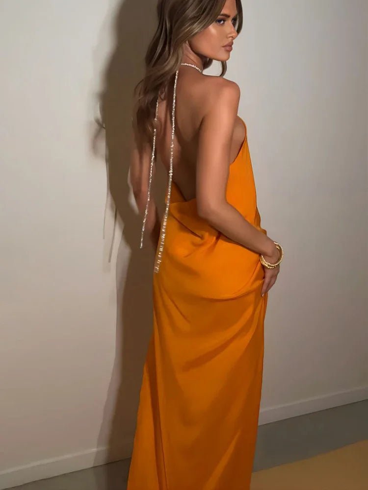 Leah paljett halter maxi-kjole