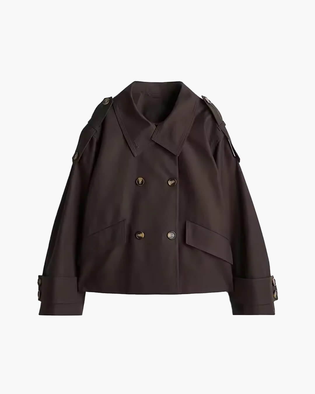Brynn cropped trenchcoat med ståkrage