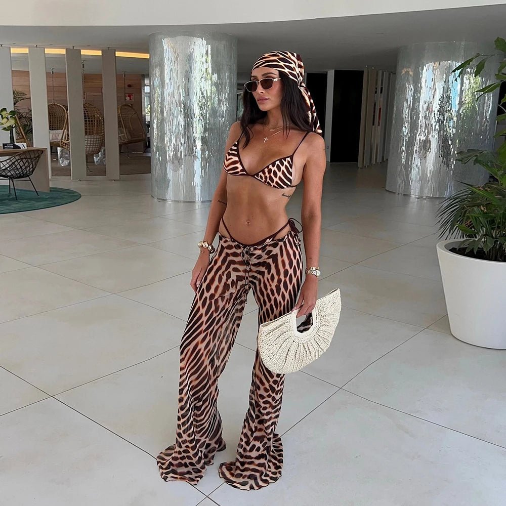 Lise leopard gjennomsiktig cover-up sett