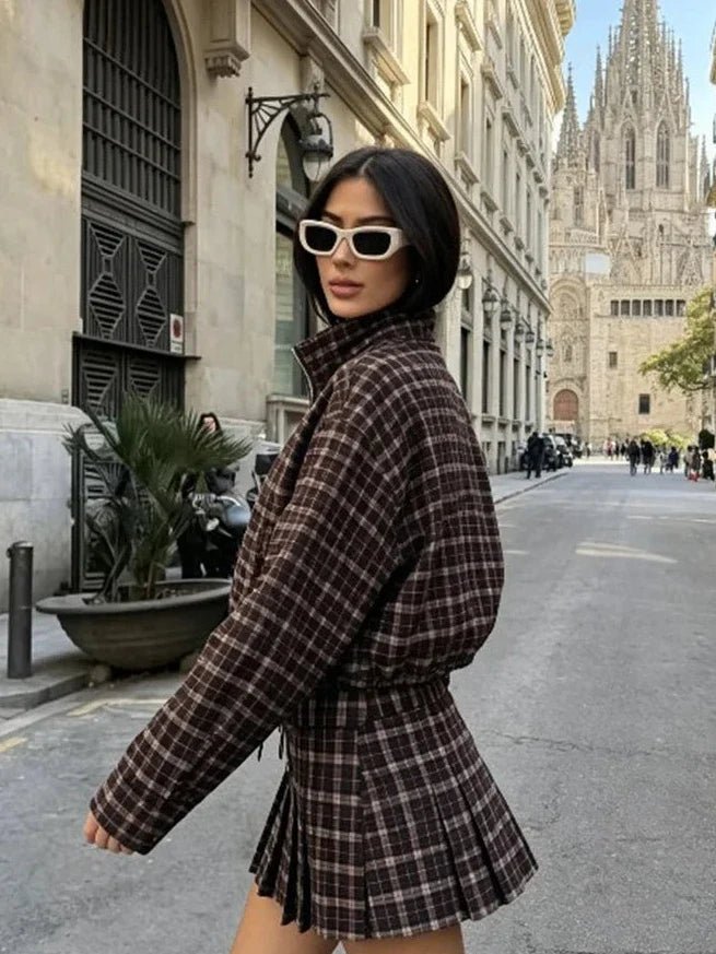 ZEYA - Tessa Checked Jacket & Mini Skirt Set