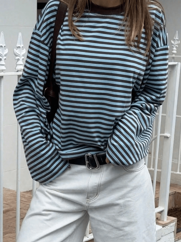 ZEYA - Angela Striped Oversized Knit Sweater
