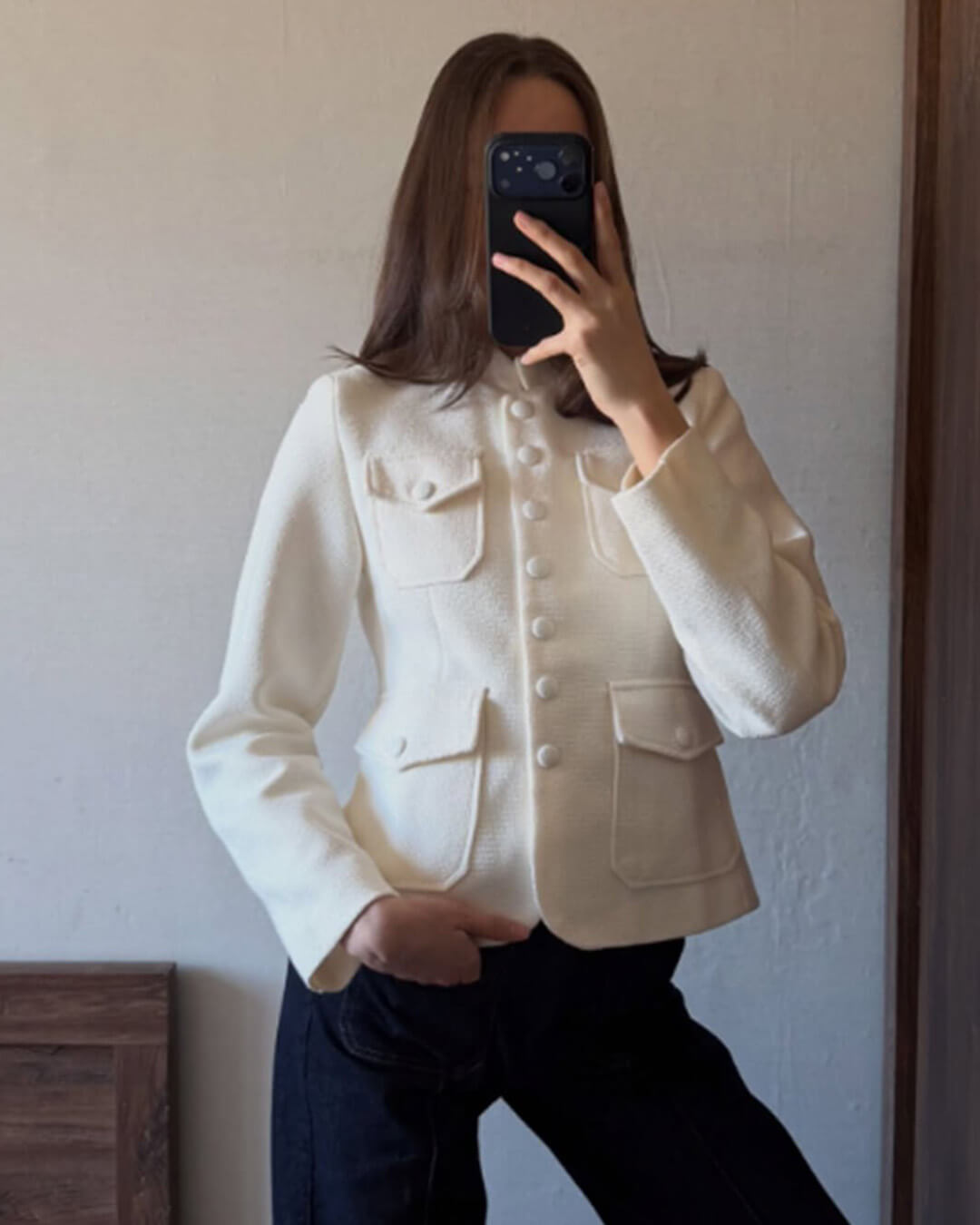 ZEYA - Anna Stand Collar Flap Pockets Blazer