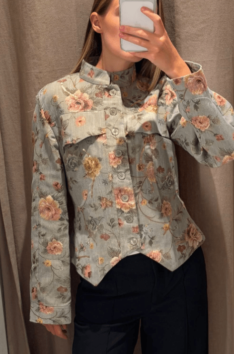 ZEYA - Anne Vintage Jacquard Cropped Jacket