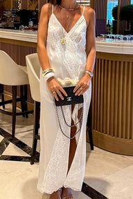 Annie Asymmetrical Lace Silk Midi Dress