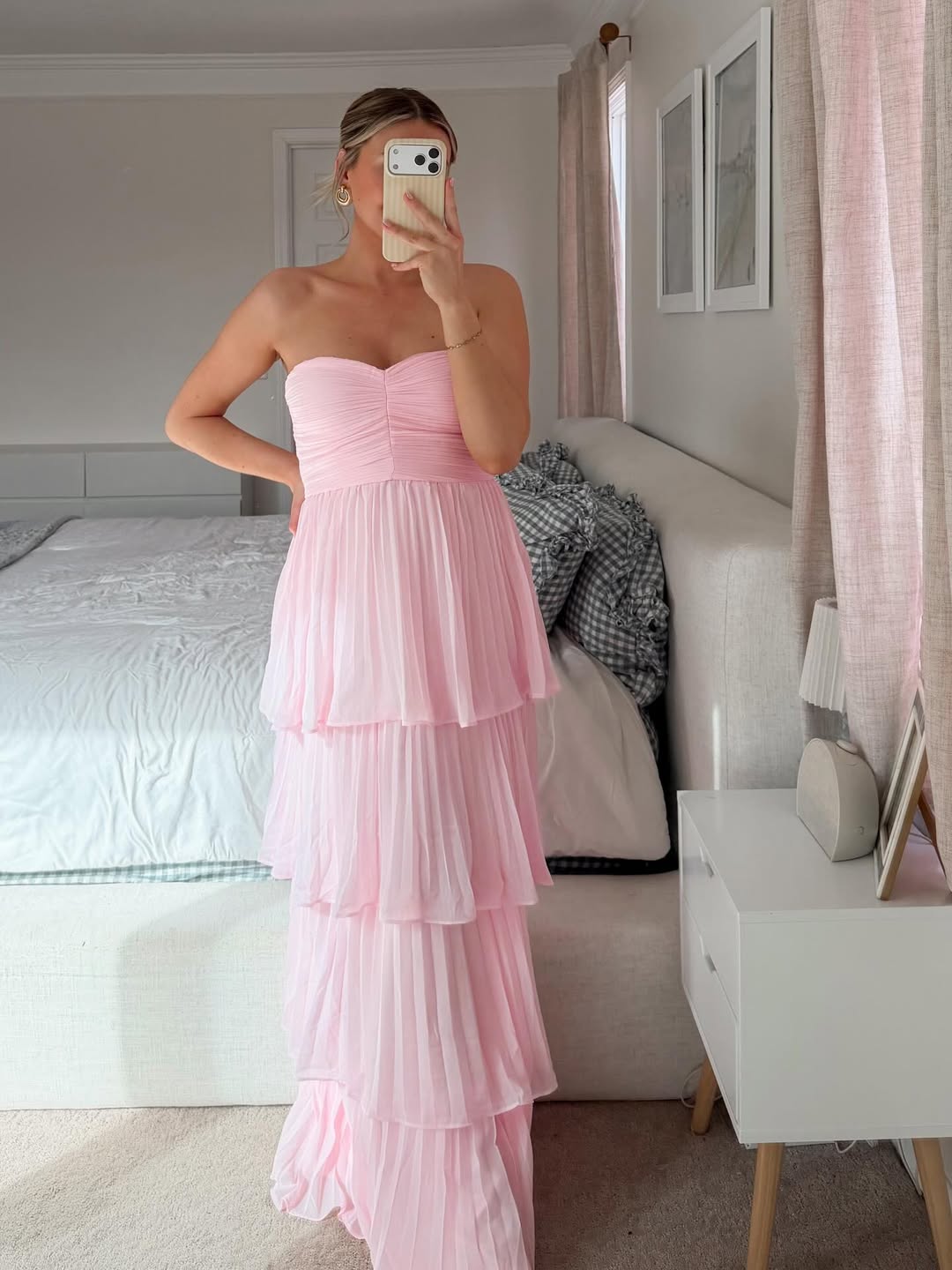 ZEYA - Beatrice Strapless Pleated Tiered Maxi Dress