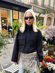 Bennett løs cropped jakke