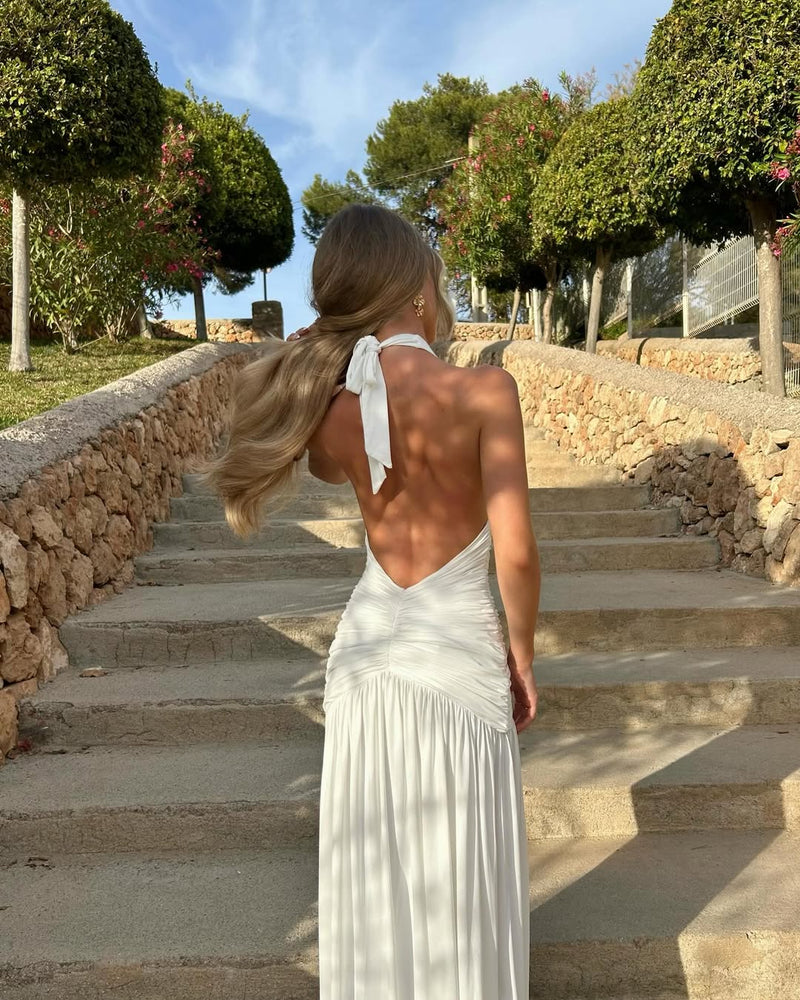 ZEYA - Bianca Halter Plunged Neck Maxi Dress