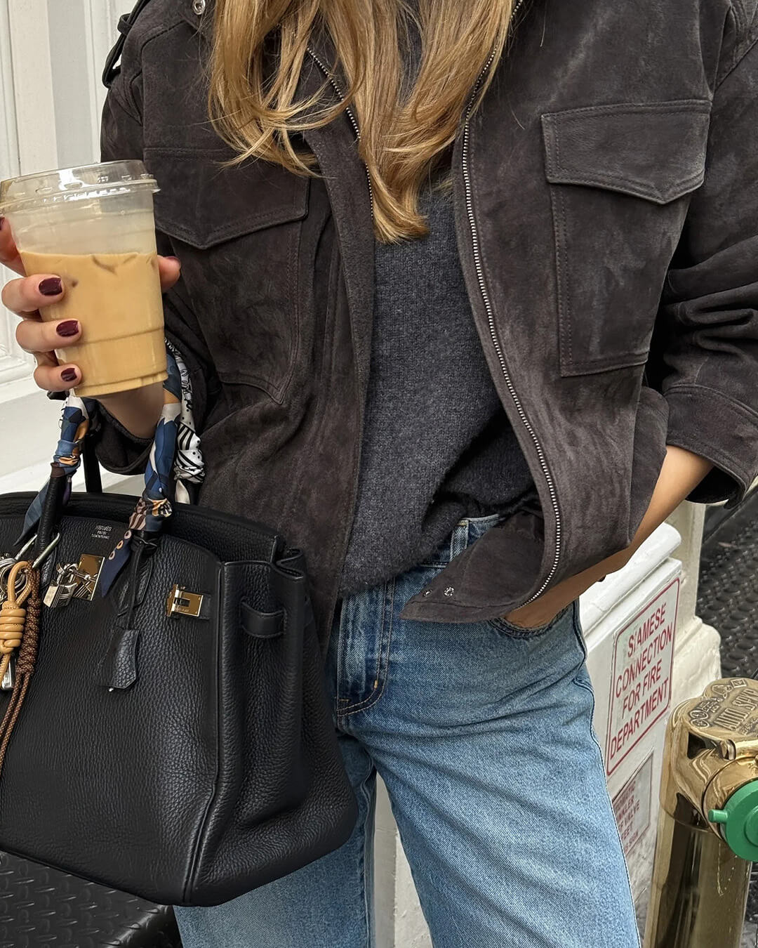 ZEYA - Bianca High Neck Suede Pocket Jacket