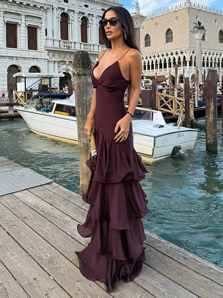 ZEYA - Blaire Ruffled Sling Evening Dress