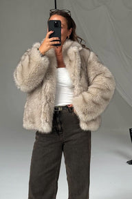 Brinley mellomlang fluffy jakke