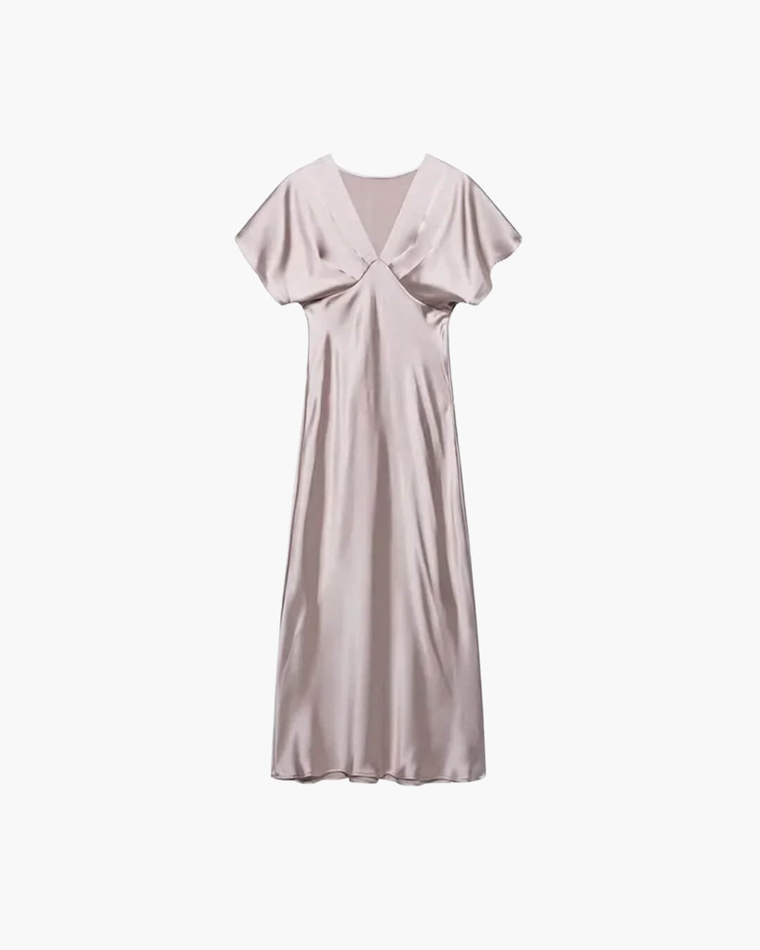 ZEYA - Briona V Neck Satin Midi Dress
