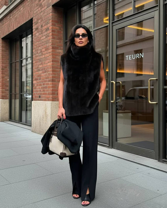 Carina fuskepels høyhalset vest