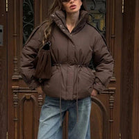 Carmen oversized pufferjakke med snøring i livet