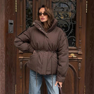 Carmen oversized pufferjakke med snøring i livet