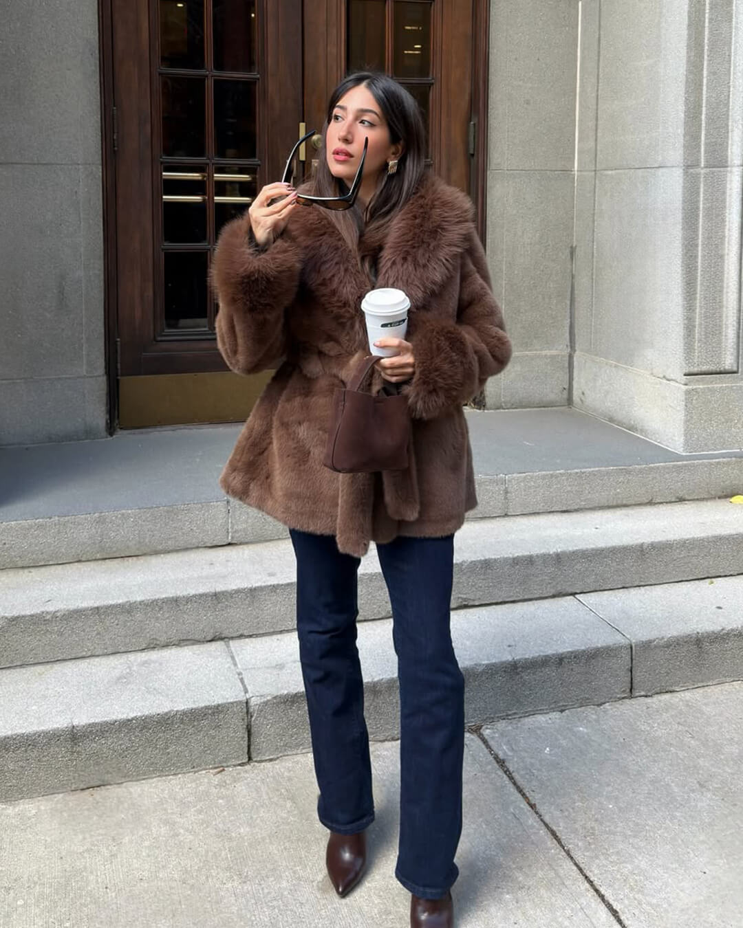 ZEYA - Carmina Faux Fur Trim Coat