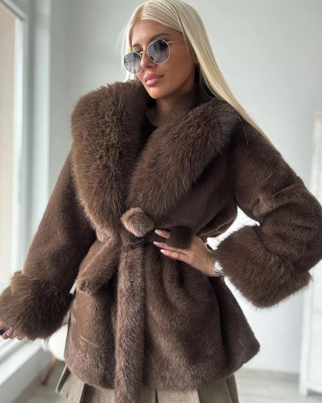 ZEYA - Carmina Faux Fur Trim Coat