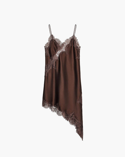ZEYA - Chiara Asymmetric Satin Lace Midi Dress