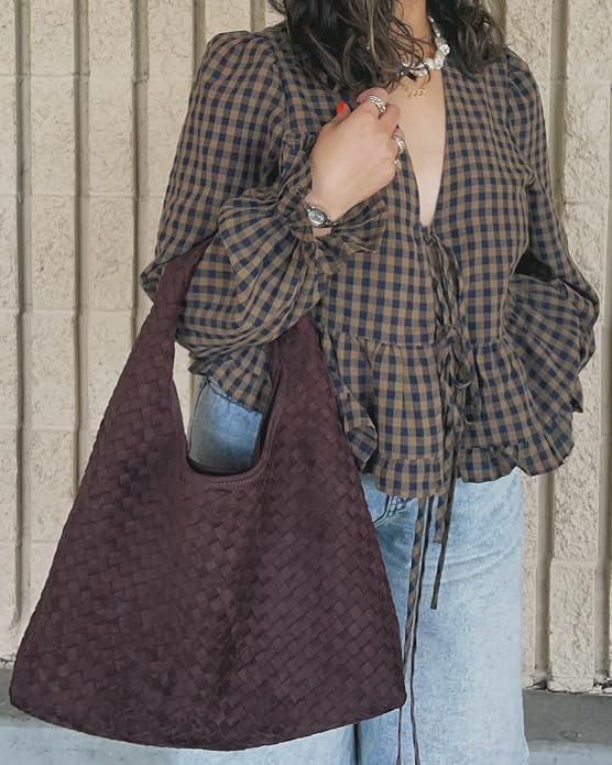 ZEYA - Clara Woven Faux Suede Tote Bag