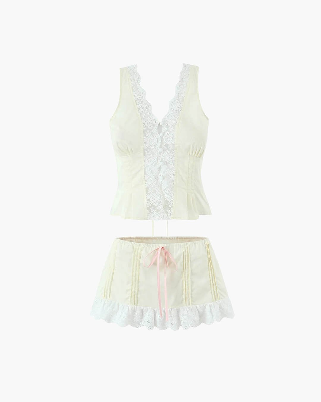 ZEYA - Clarisse Lace Trim Mini Skirt Set