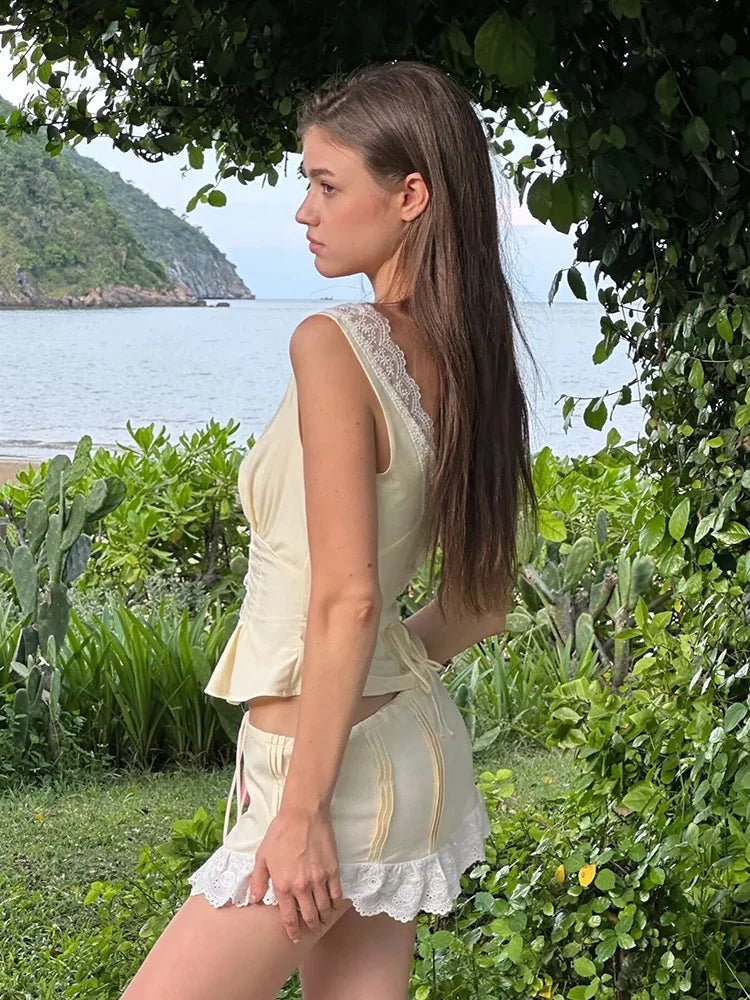 ZEYA - Clarisse Lace Trim Mini Skirt Set
