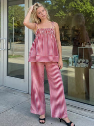 Claudia gestreepte satijnen pyjama set