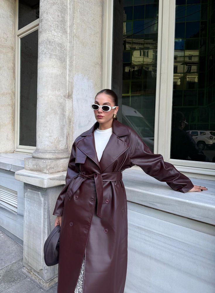 ZEYA - Connie Faux Leather Maxi Trench Coat