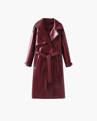 Connie trenchcoat i imitert skinn, maxi
