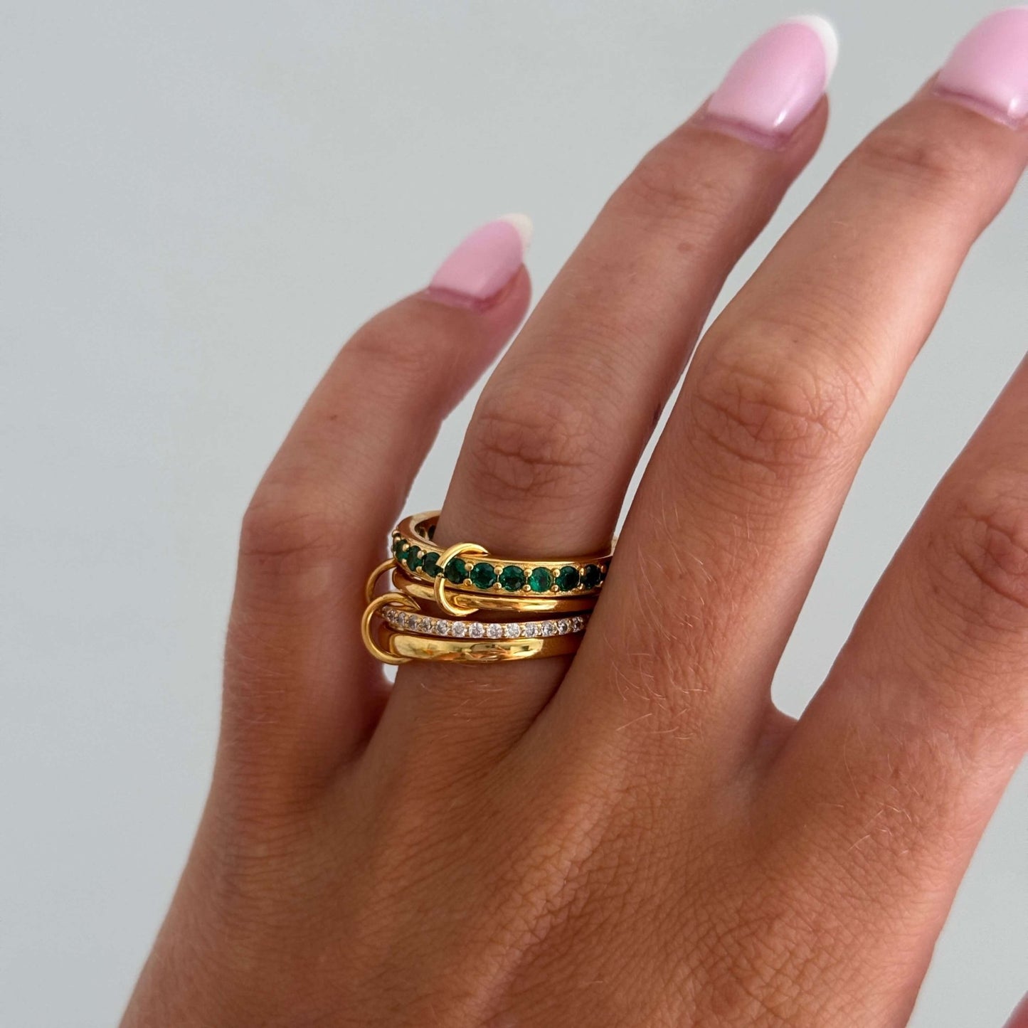 ZEYA - Dana Emerald Rhinestone Stacked Ring
