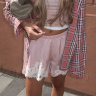 Danya Satin Silk Lace Shorts