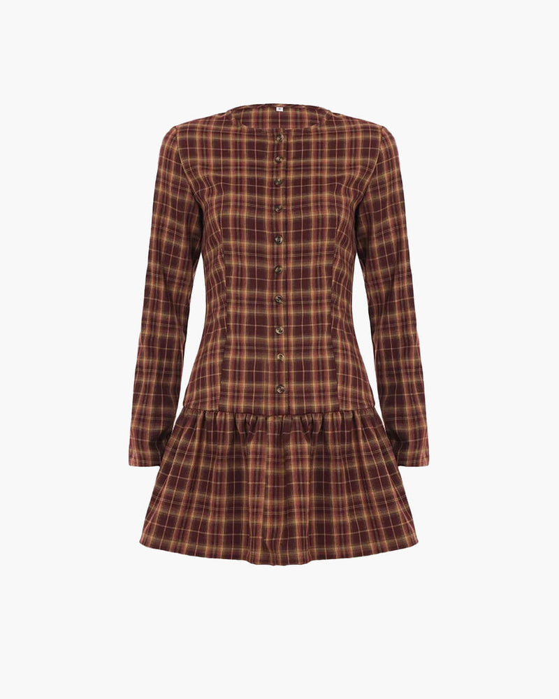 ZEYA - Ellie Long Sleeve Plaid Mini Dress