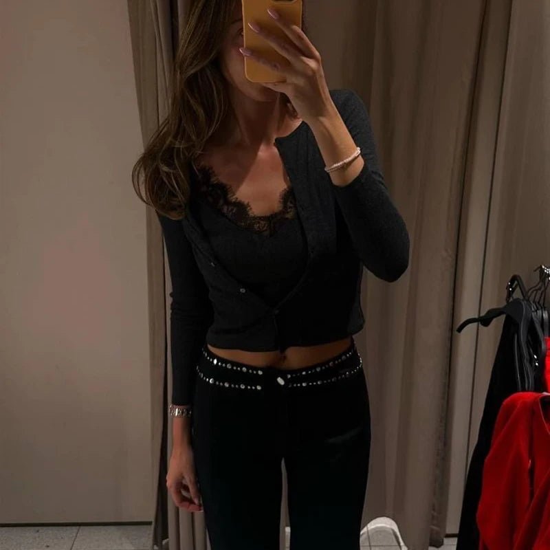 ZEYA - Ember Paneled Lace Trim Top