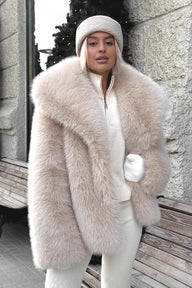 Emilie Puffy Collar Faux Fur Coat