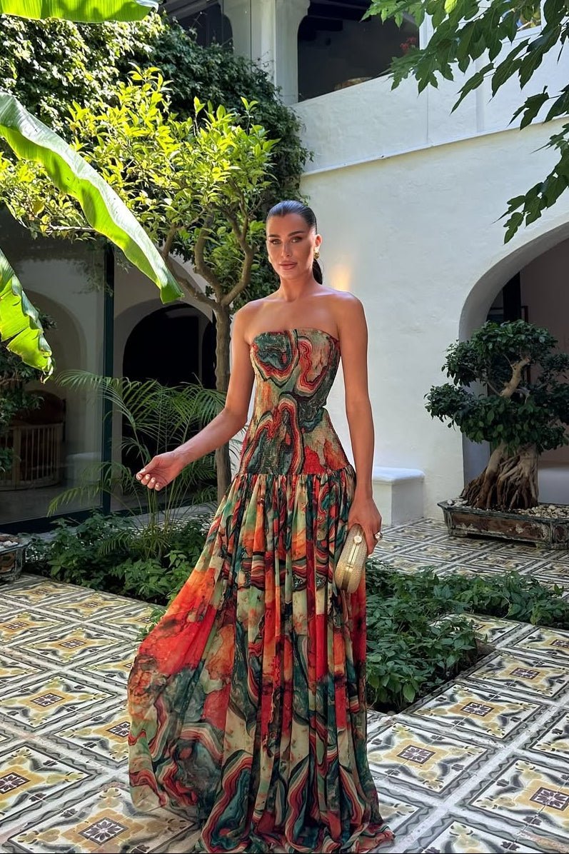 ZEYA - Emmy Strapless Abstract Maxi Dress