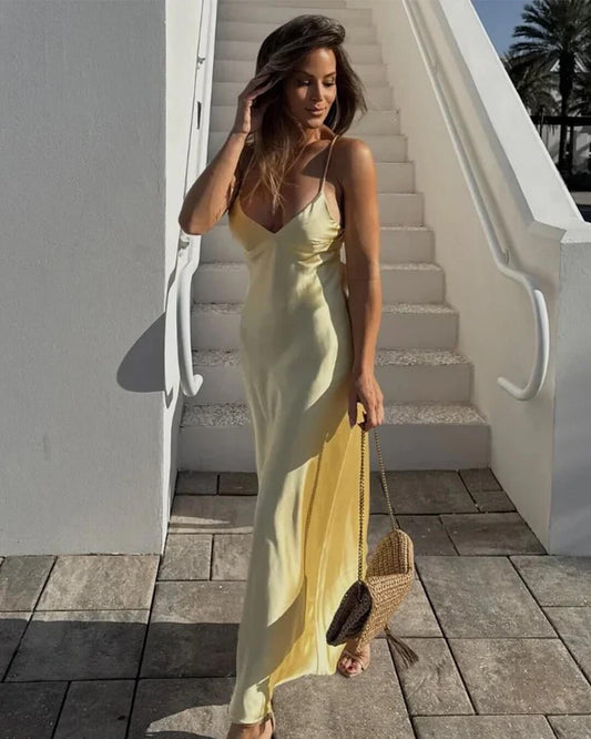 ZEYA - Fiora Satin Backless Maxi Dress