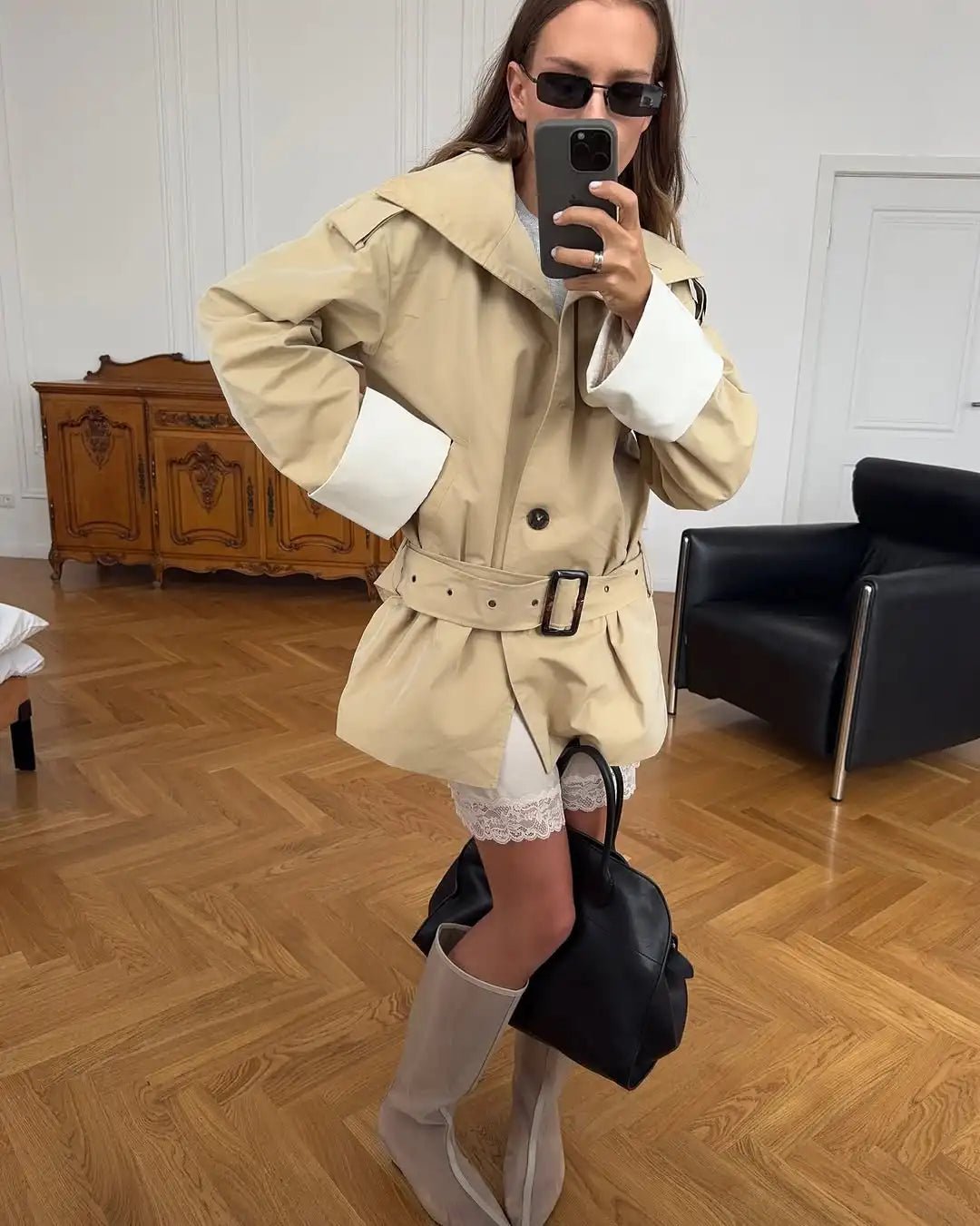 ZEYA - Glenda Contrast - Cuff Trench Jacket