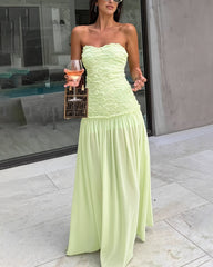 Goldie stroppeløs blomster blonde maxi-kjole