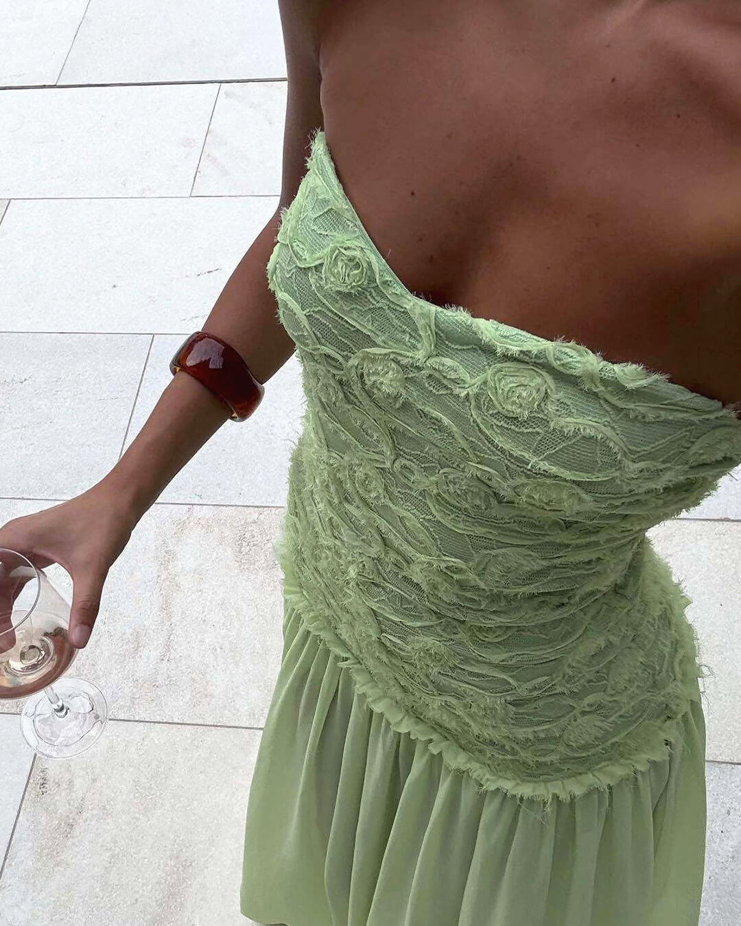ZEYA - Goldie Strapless Floral Lace Maxi Dress