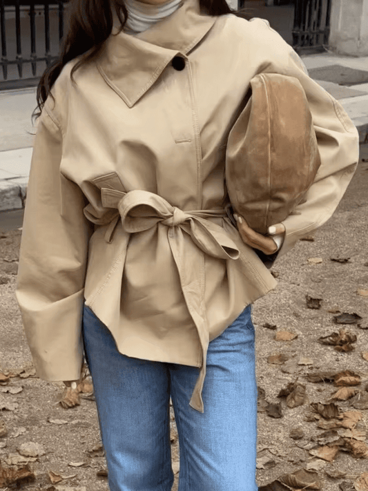 ZEYA - Helena Asymmetric Belted Trench Coat