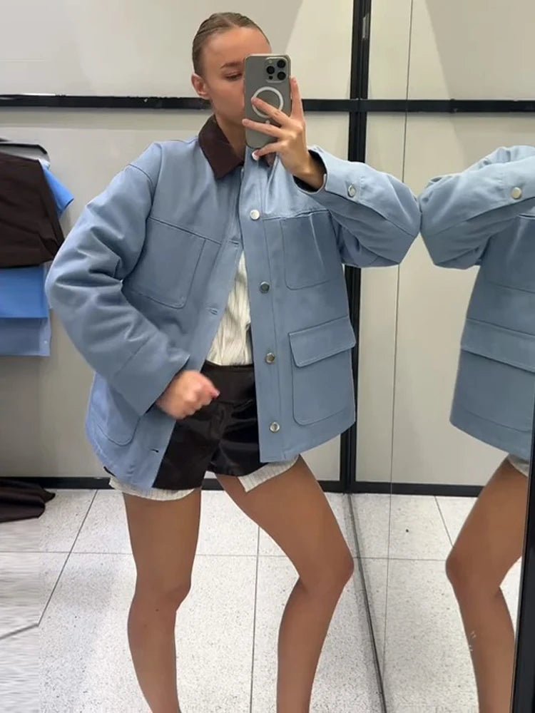 ZEYA - Helena Corduroy Collar Pocket Jacket