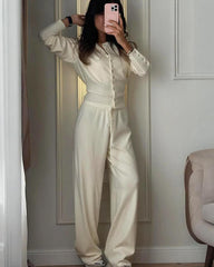 Jade Knitted Cardigan and Trousers Set