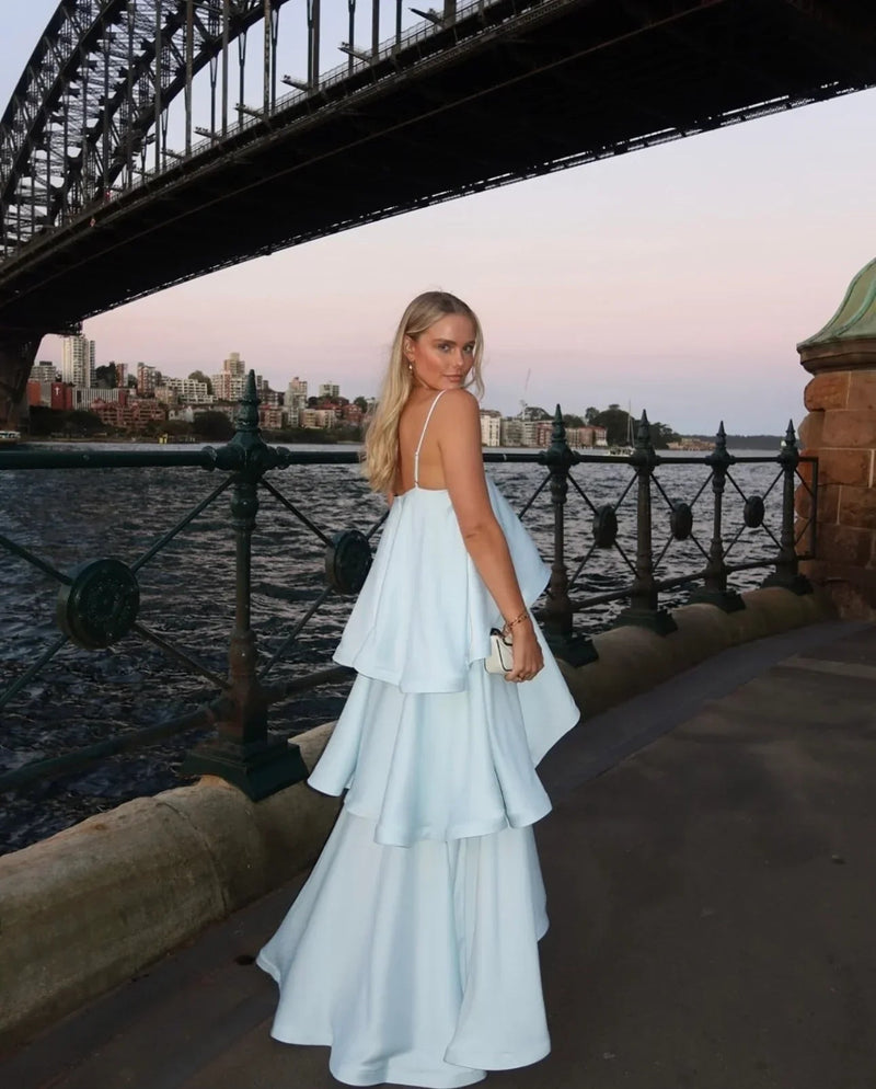 ZEYA - Jamila Tiered Ruffle Satin Maxi Dress
