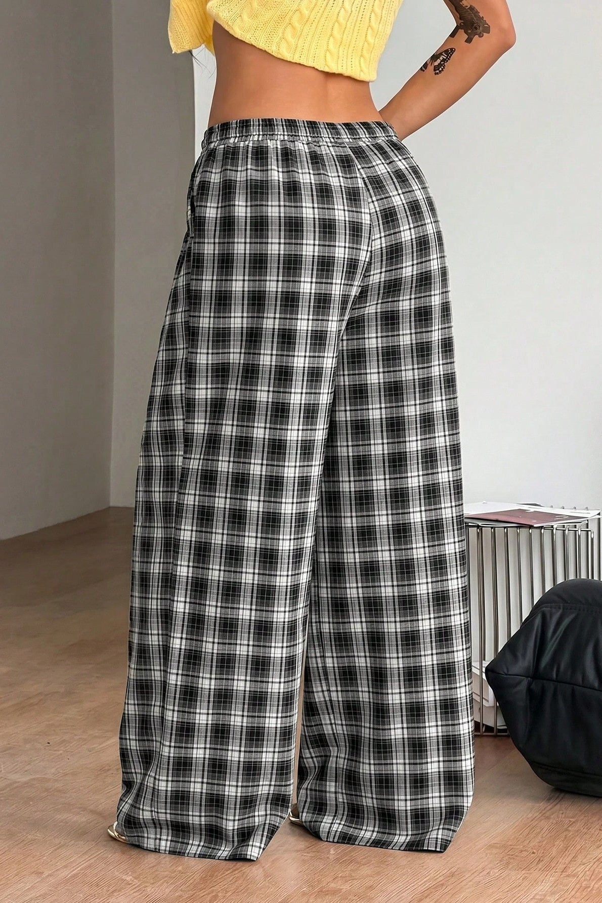 ZEYA - Jessica Plaid Wide Leg Drawstring Pants